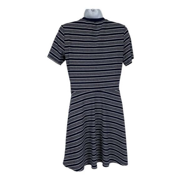 H&M Divided Womens Navy & White Striped Short Sleeve Skater Dress Size 8 - Picture 2 of 4